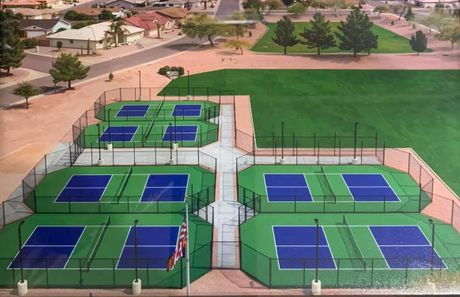 Pickleball Courts 1-6 from drone